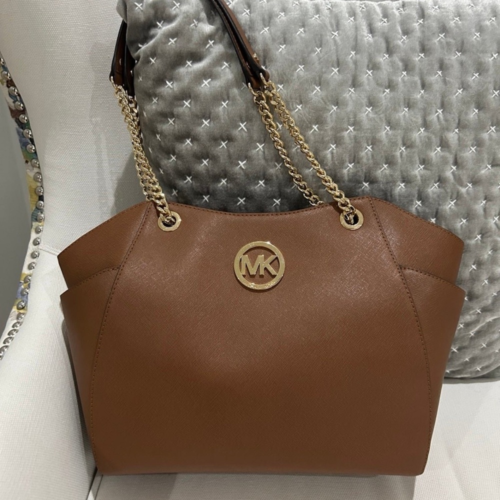 Michael Kors Brown Shoulder Bag with Gold Hardware